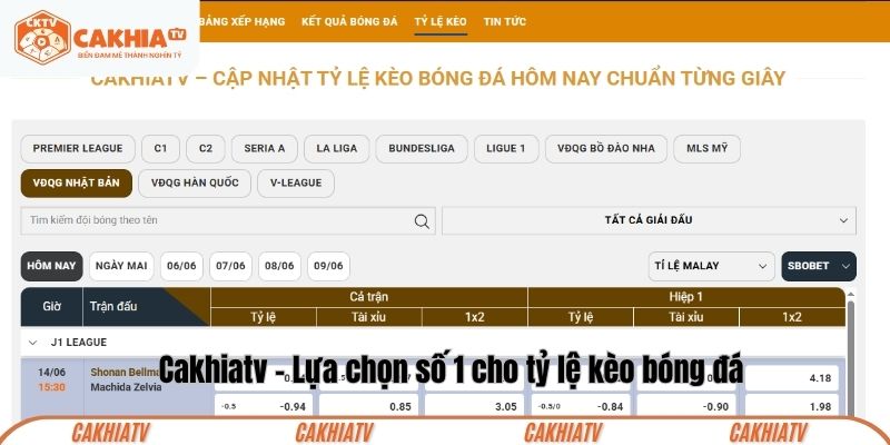 Cakhiatv - Lựa chọn số 1 khi xem tỷ lệ kèo bóng đá