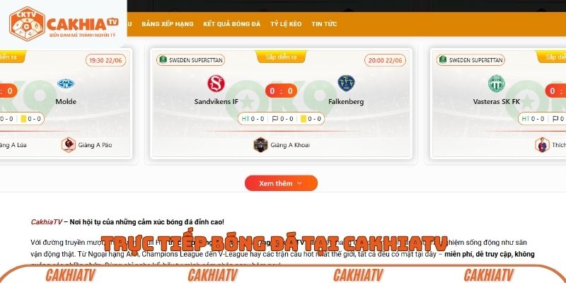 Tham gia để trải nghiệm xem TTBD tại Cakhiatv